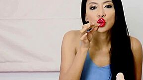 Hey, put a condom in your mouth 😏 asian brunette teen tries handjob