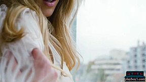 Slim Canadian blonde Hailey Afton shines as Playboy model