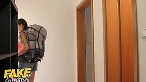 Hey, watch this cheating boyfriend bang a teen backpacker while his girlfriend sleeps next door!