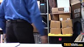 Nervous redhead teen thief gets punished and fucked by officer 😈