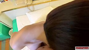 chubby asian girl with big tits does titty fuck and masturbates in shower