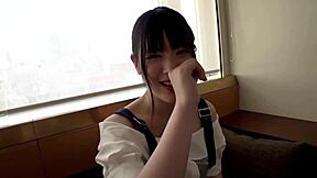 Young Japanese girl in uniform delivers godly blowjob, swallowing cum in homemade scene!