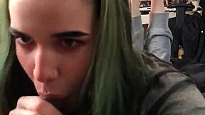 Amateur Alternative Teen Gives Sloppy Blowjob In Pose