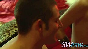 All swinger hands on a petite 18+ ginger babe to make her cum and moan