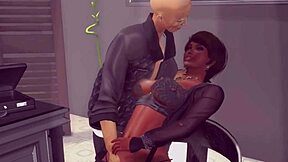 This cartoon features grandpa and a young girl with big tits in hardcore fucking