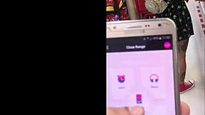 Milly walks with vibrator in shopping