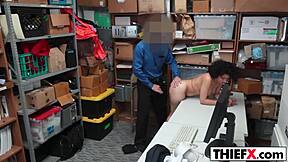Teen Gets Punished with Hardcore Ass Fucking by Burglar in Office