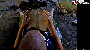 Look at this skinny french girl getting assfucked outdoors for the first time