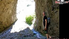 Look at this skinny french girl getting assfucked outdoors for the first time