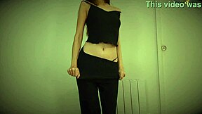 skinny teen strips down with ripped clothes in hot dance