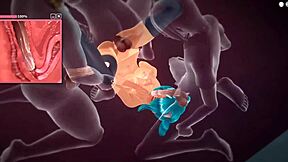 Teen girl with blue hair and big boobs gets gangbanged by big cocks