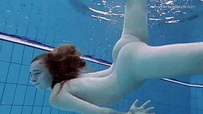 striped swimsuit teen anna netrebko shows off small tits in hot clip