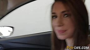 cute brunette teen gets pov facial.