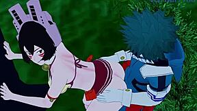 Shino Sosaki、Mandalay、Mei Hatsume与Izuku Midoriya在狂野的hentai行动中。《我的英雄学院》升温！