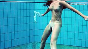 I’m obsessed with her hot tits and shaved pussy in the pool!