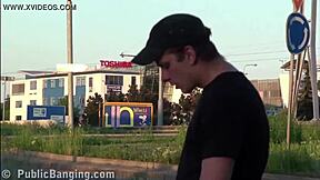 cute blonde girl hanging out on the street with friends