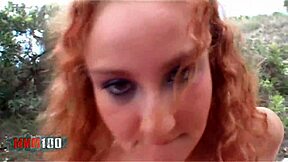 Beautiful petite 18+ redhead lola bella gets ass fucked by jorge in front of camper van