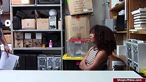 Ebony officer doggystyles thief employee in office setting