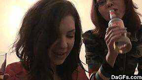 DAGFS - Two Teen Lesbians with Glasses Play Wild on Camera in Bedroom
