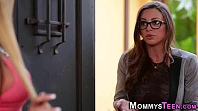 The story of a teen stepdaughter engaging in scissoring with her mother-in-law in a group lesbian scene.