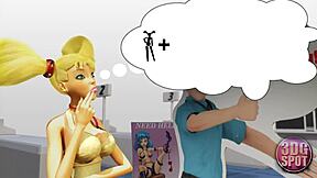 i tried double dildo with busty lesbian in store