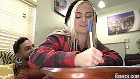 Hot Blonde Aria Banks Feels Intense Emotions During Rough Big Cock Pounding On Sofa In Casting