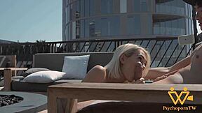 Petite Blonde Housewife Sky Pierce Can't Resist Huge Cock