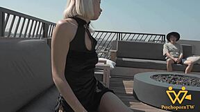 Petite Blonde Housewife Sky Pierce Can't Resist Huge Cock