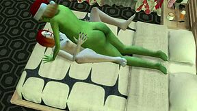 The grinch bends over in christmas hentai.