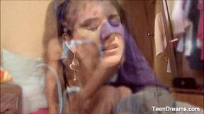 Horny Russian teen feels intense pleasure from anal fucking and riding