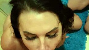 blonde milfs cory chase and piper press get fucked in bathroom at porn party, cum on faces