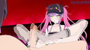 Tokoyami Towa and Yozora Mel have intense sex with big tits and creampie in hentai.