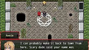 Harem in another world hentai game episode 3 the farmers daughter plays with furry toy in sexy outfit.