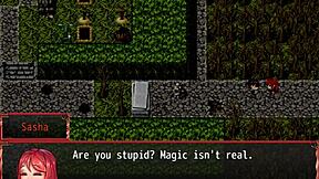 Harem in another world hentai game episode 3 the farmers daughter plays with furry toy in sexy outfit.