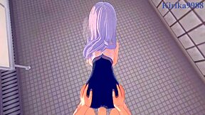 Kaguya Shinomiya, Chika Fujiwara, old man in wild 3P hentai sex!