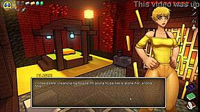 Femdom gets face covered with cum in Hornycraft parody