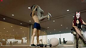 Ms. Denvers in cosplay hentai game, big tits episode 49.