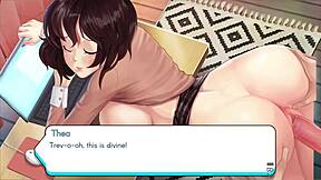 Playing with curvy Thea in dating sim. 😍🎮