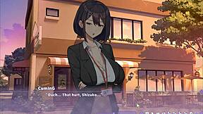 Summer Clover CAUGHT boss MASTURBATING to giant cock in harem game