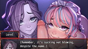 Harem game ep 19, ghost and maid double blowjob contestt