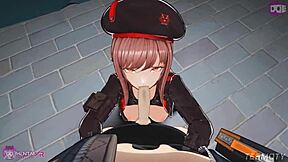 Rapi intensely sucks monster cock in pov blowjob with petite brunette anime character.