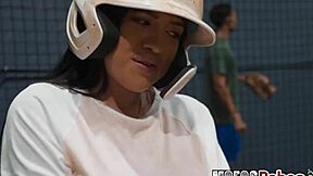 i'm riding joey's big cock and sucking it after batting practice, feeling so horny