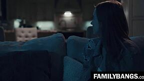 stepsister karla kush and jill kassidy share a sensual night on the sofa, licking and kissing passionately