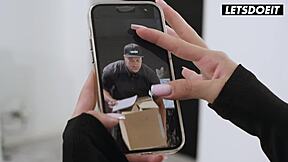 Is this BBC delivery guy drilling the hot Russian teen's shaved pussy?