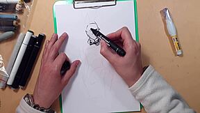 Sketching a hot girl in latex outfit with markers quickly