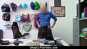 Rough doggystyle fucks shoplifter teen in office