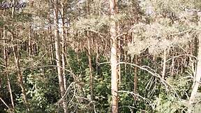 Yo, risky facefuck in the forest, swallowed it at the hunting tower!