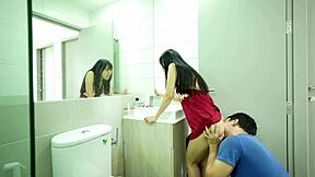 why's this amateur couple spanking in bathroom morning sex?