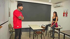 Petite Horny Student Seduces with BLOWJOB. She GIVES Juicy Pussy to PASS Class!