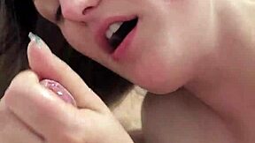 Slutty girlfriend contrasts innocence with her love for sucking cock at home